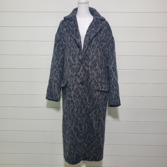 Zara WOOL BLEND‎ PRINTED COAT Size M-L